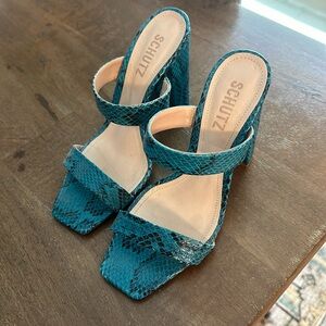 Schutz Heels - Blue Snake Print | Size 7.5 | Worn once